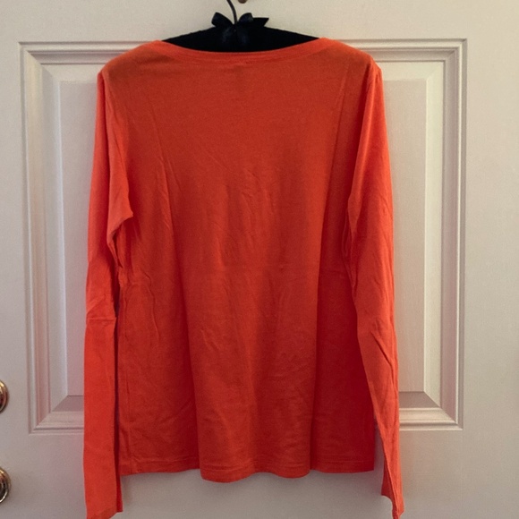 Shimera Long Sleeve V-Neck T-Shirt/Cotton Modal & Spandex/Bright Orange/Sz M/NEW - Picture 3 of 3